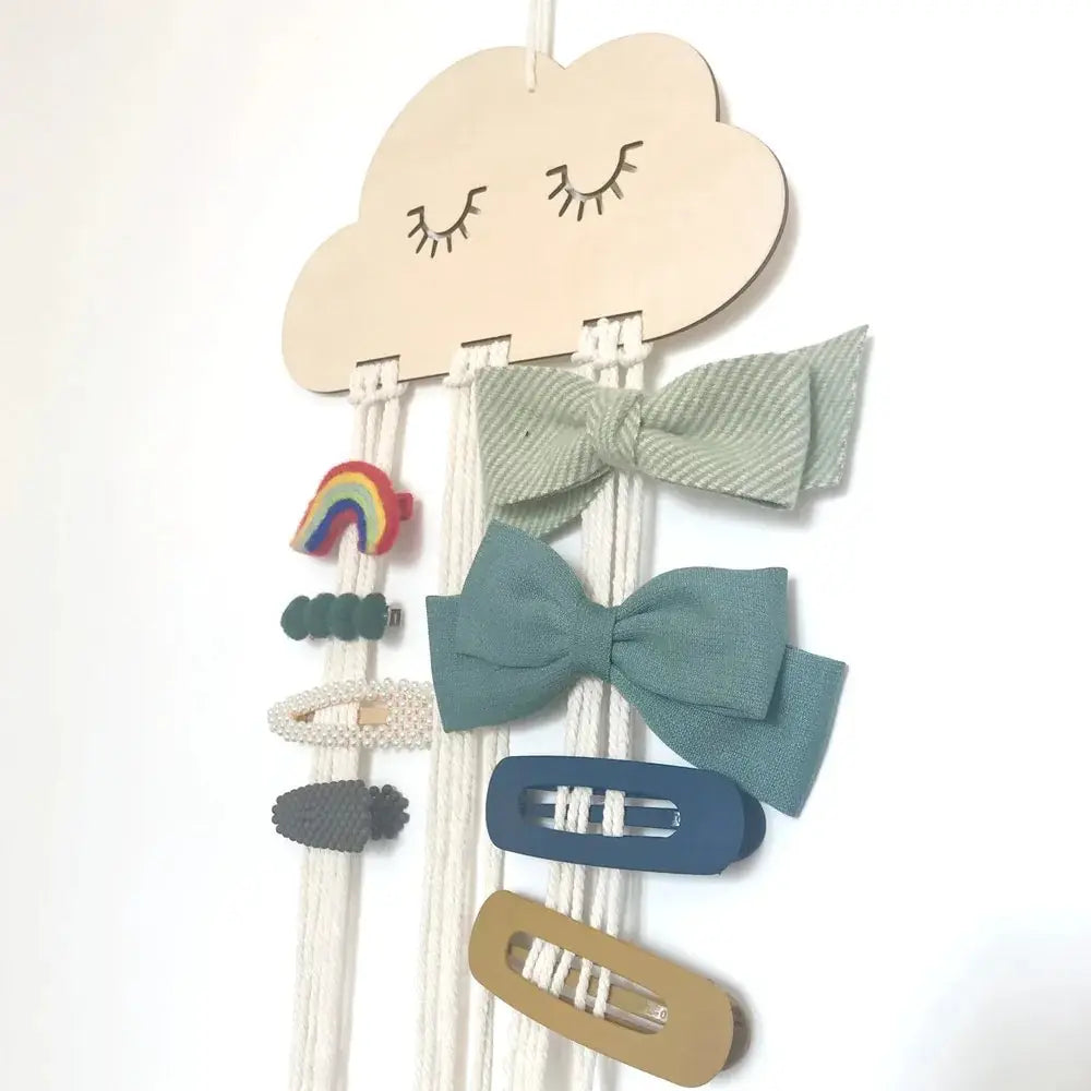 Solid Wood Cloud Jewelry and Hairpin Storage Organizer