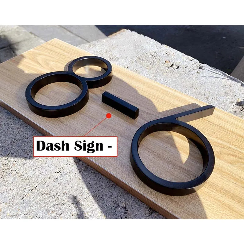 "Modern 125mm Black Metal Floating Address Numbers and Letters – Stylish Outdoor Sign for Home and Mailbox"