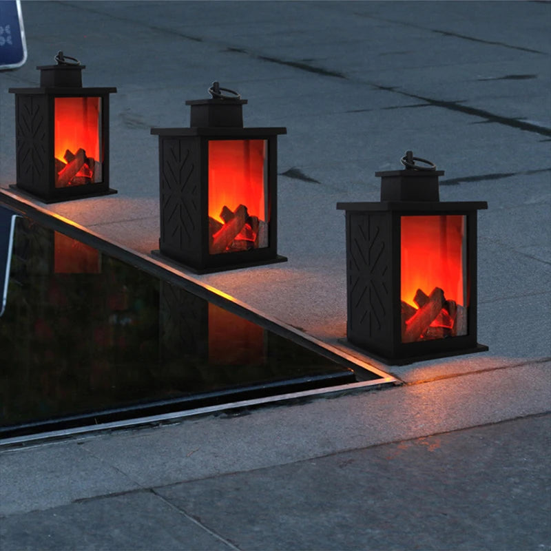 LED Charcoal Style Fireplace Table Lamp with Flame Effect – Winter & Christmas Decorative Lighting
