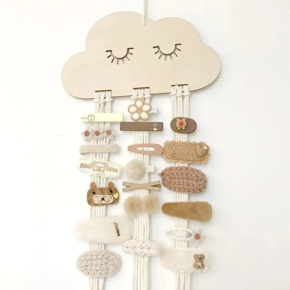 Solid Wood Cloud Jewelry and Hairpin Storage Organizer