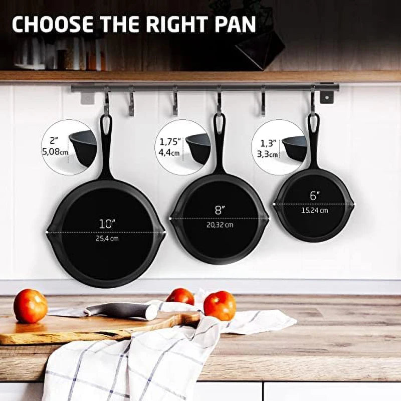 Non-Stick Cast Iron Frying Pan – Versatile Skillet for Omelettes, Pancakes & More