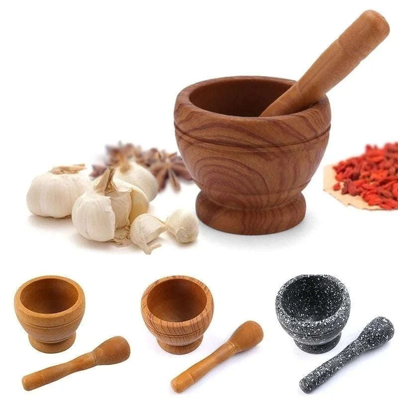 "Resin Mortar and Pestle Set for Garlic, Herbs, Spices - Grinding and Mixing Bowl"
