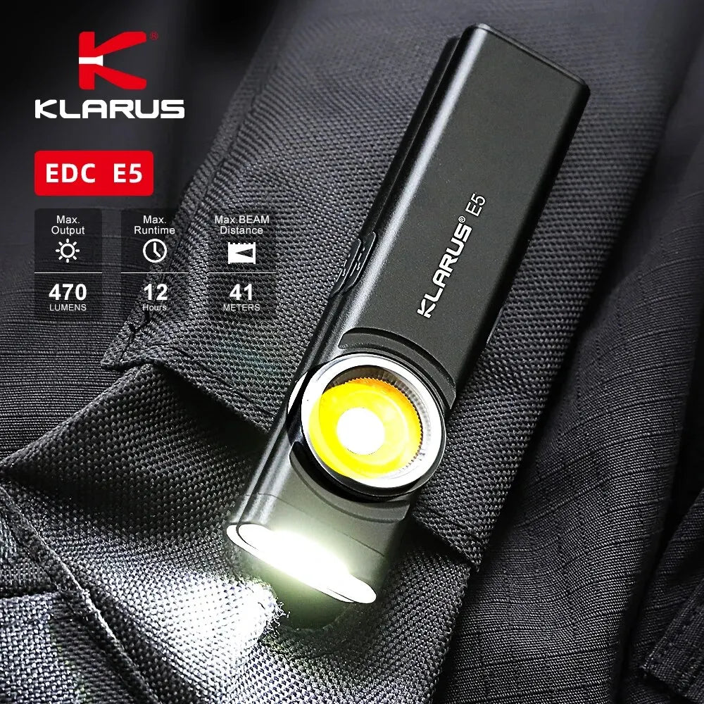 KLARUS E5 Compact LED Flashlight - Rechargeable, Waterproof, with Multiple Light Modes