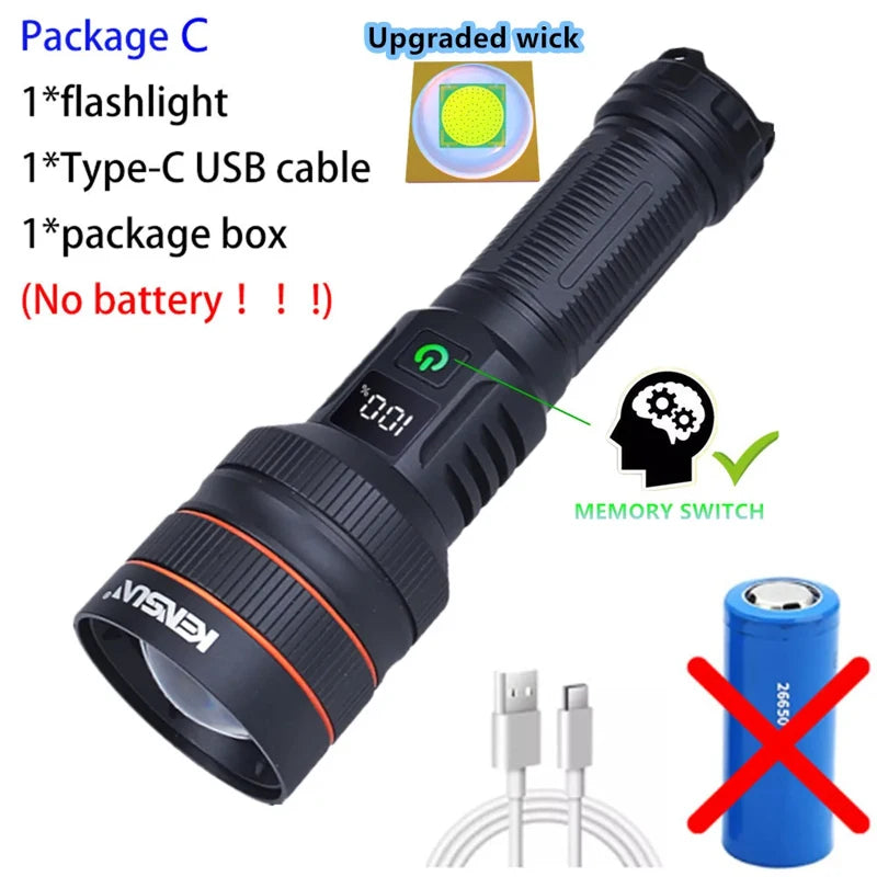 High Power LED Tactical Flashlight Lantern – USB Rechargeable with Super Long Range
