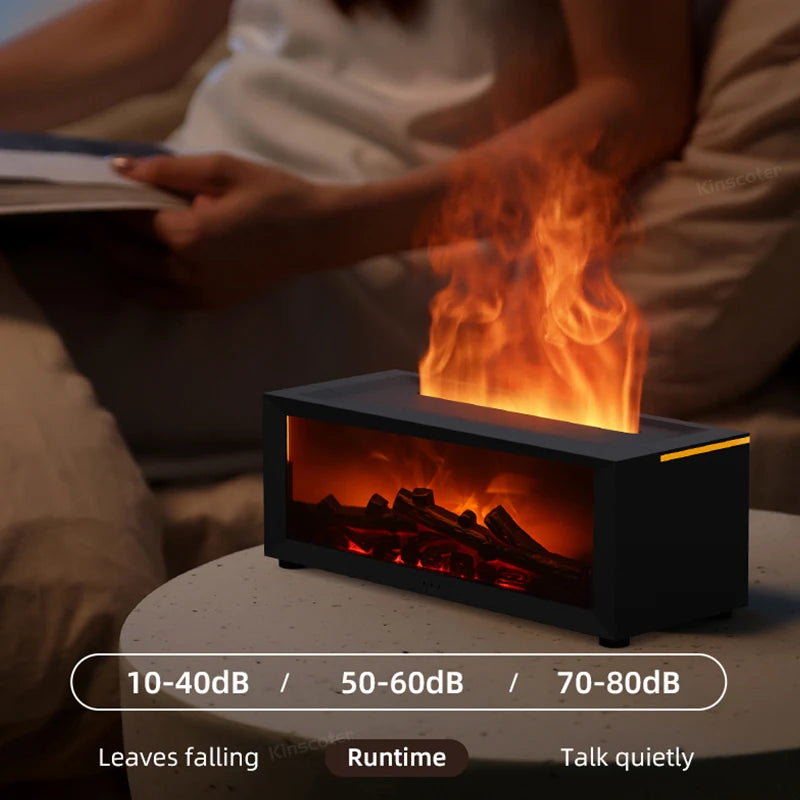 Colorful Flame Fireplace Aroma Diffuser – 150ml Humidifier with Timer & Remote Control for Home & Bedroom