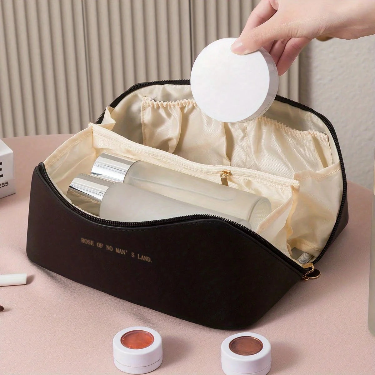Luxury Makeup Organizer & Toiletry Kit Bag – Travel Cosmetic Storage Pouch with Zipper