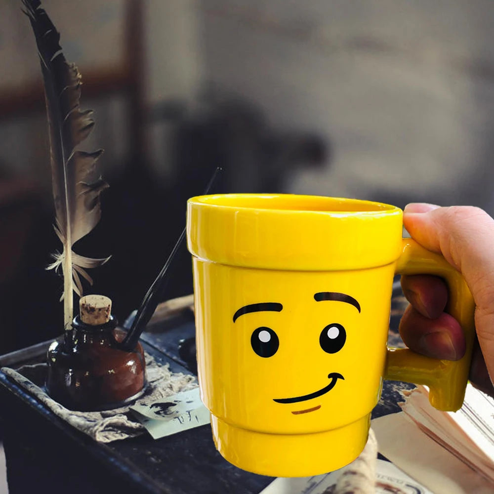 "Cartoon Ceramic Mug 250ml with Cute Impish Expression - Fun Drinkware for Couples, Friends, and Family"