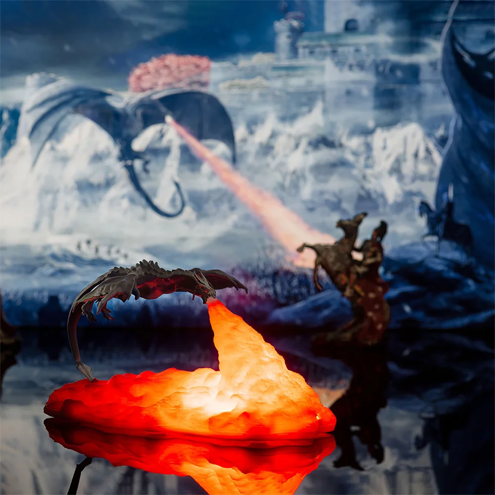 Fire Dragon Lamps, 3D Printed Light, Home USB Rechargeable Desktop Lamp for Bedroom E-sport child Gifts Halloween Christmas Deco