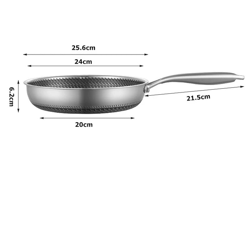 LMETJMA Stainless Steel Frying Pan Nonstick Honeycomb Fry Pan With Lid Induction Ceramic
