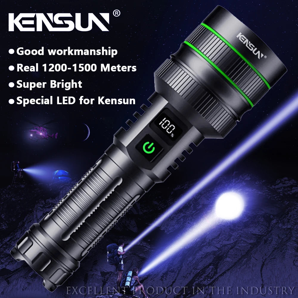 Super Long Range High-Power LED Tactical Flashlight - USB Rechargeable & Waterproof