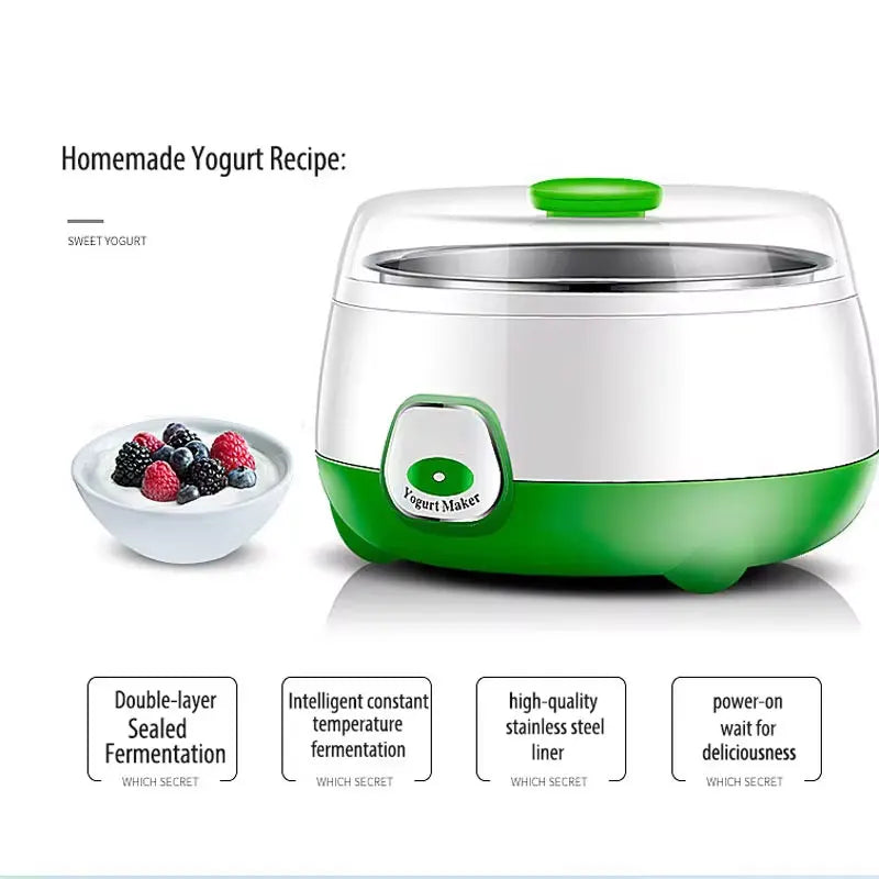 "Mini Automatic Yogurt Maker with Stainless Steel Tank – DIY Household Yogurt Machine"
