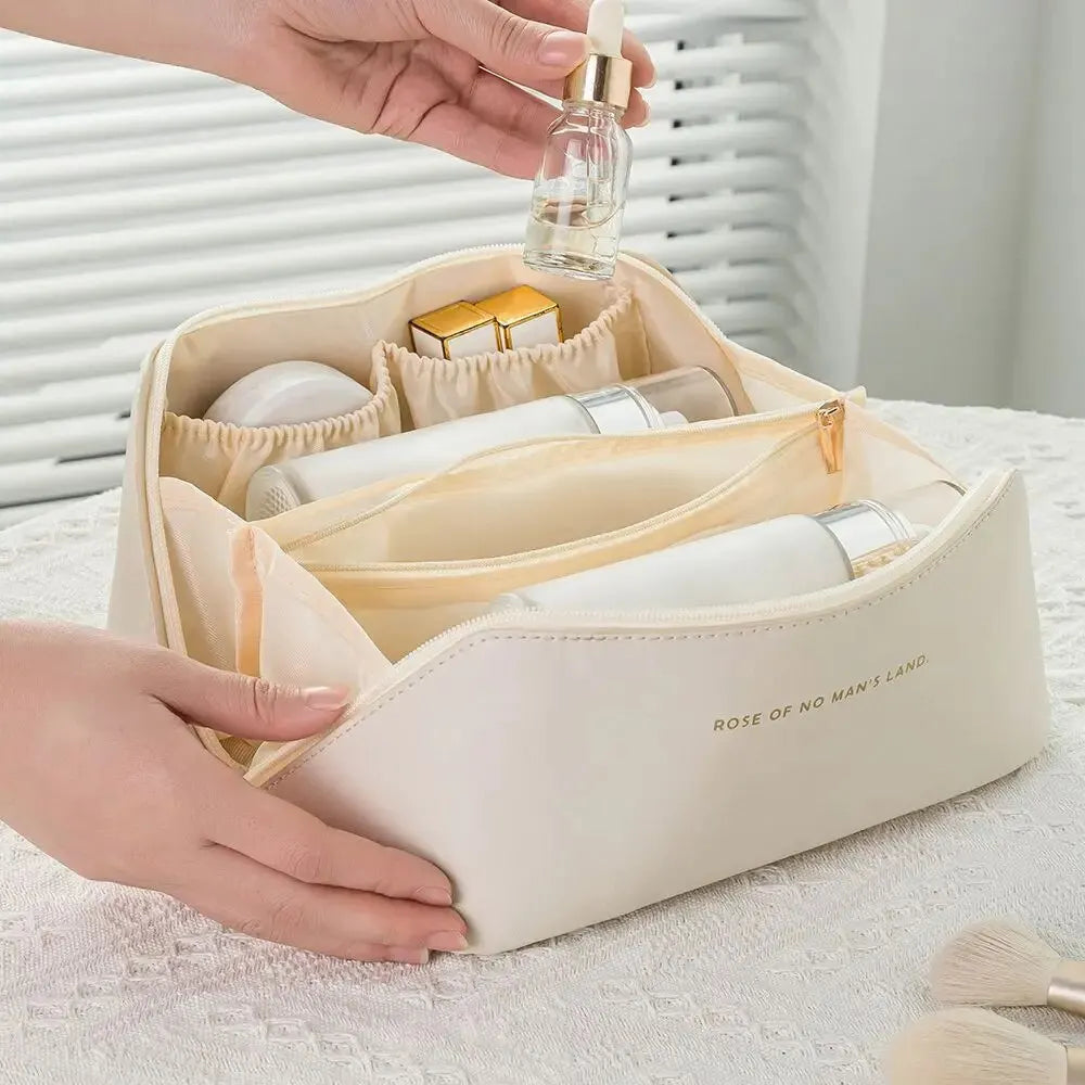 Luxury Makeup Organizer & Toiletry Kit Bag – Travel Cosmetic Storage Pouch with Zipper
