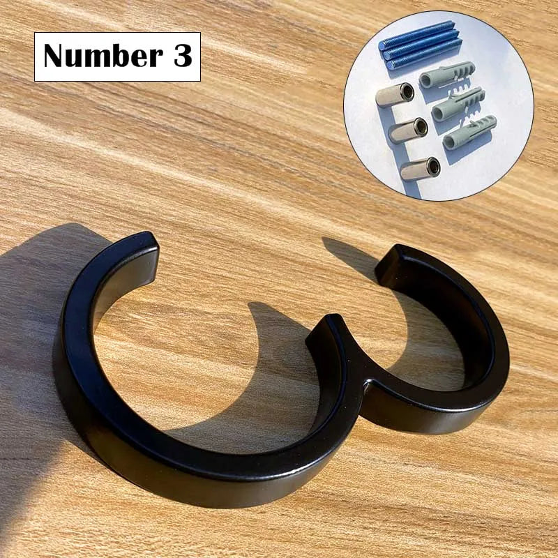 "Modern 125mm Black Metal Floating Address Numbers and Letters – Stylish Outdoor Sign for Home and Mailbox"