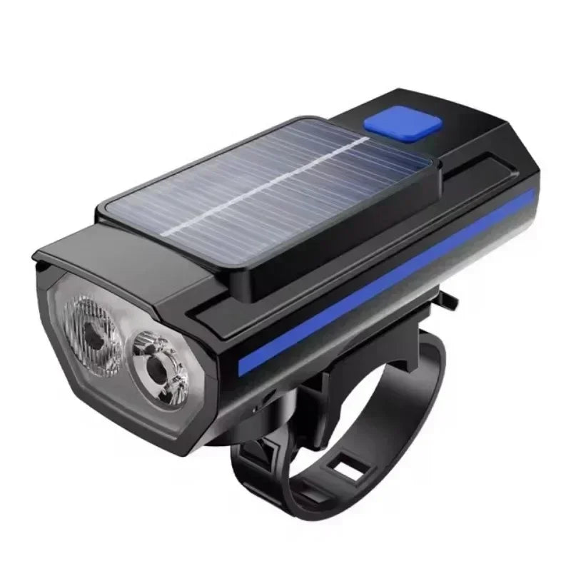 BUCKLOS Solar Bike Headlamp 250LM with Horn & USB Charging