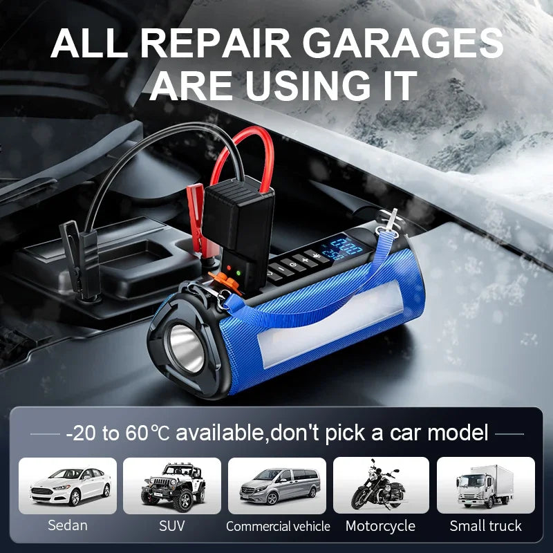 Wireless Car Jump Starter, Air Pump, Air Compressor Power Bank 4 in 1