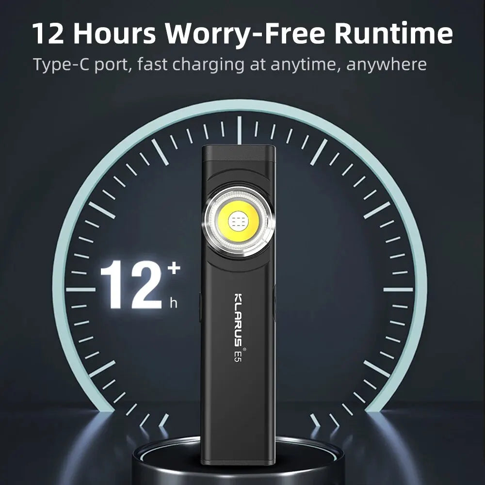 KLARUS E5 Compact LED Flashlight - Rechargeable, Waterproof, with Multiple Light Modes