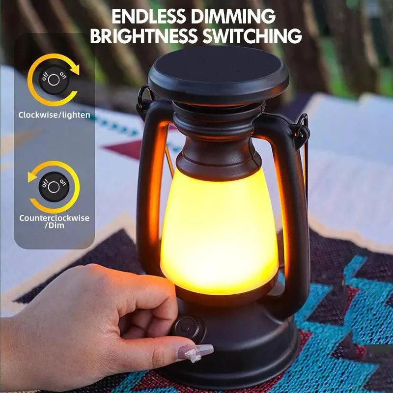 Retro Rechargeable LED Lantern – Decorative Table Lamp for Home, Camping, Bars, and Outdoor Use