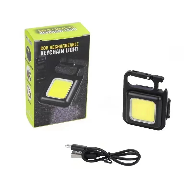 Mini USB Rechargeable Keychain Light with Bright COB LED and Pocket Clip
