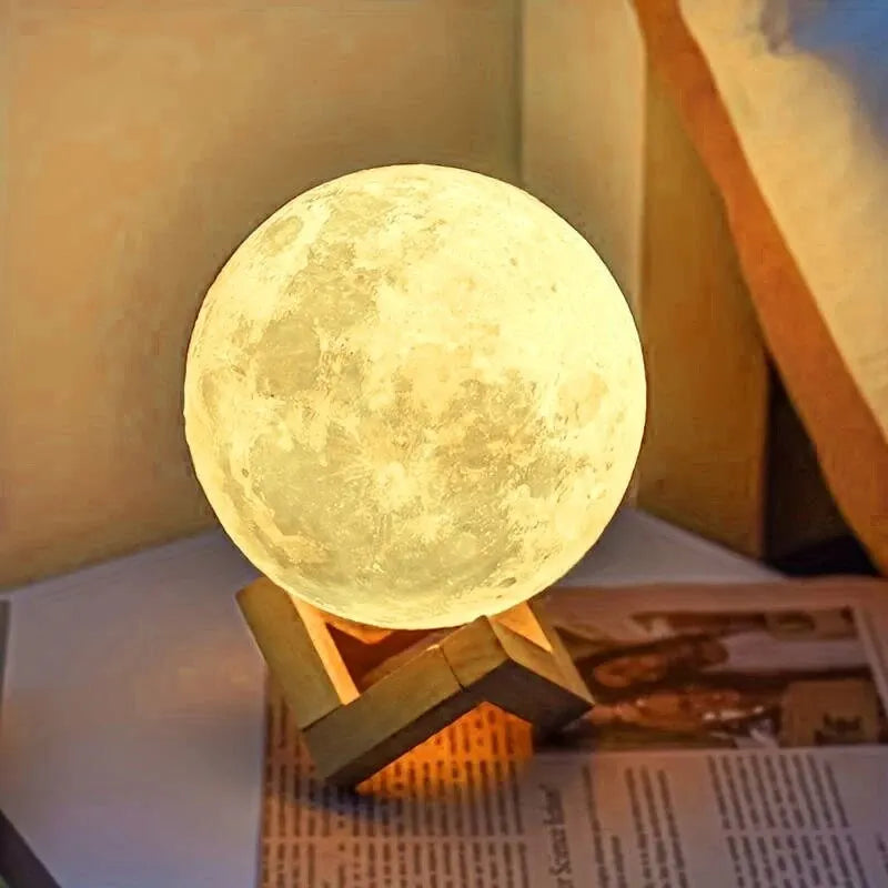 DIY Planet Lamp – 8 cm Moon and Galaxy Night Light with Stand