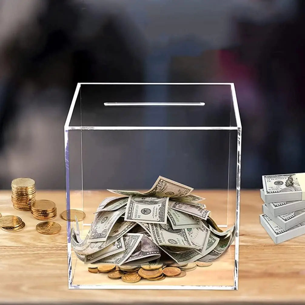 Upgraded Clear Acrylic Piggy Bank for Adults – Break-to-Open Money Saving Bank