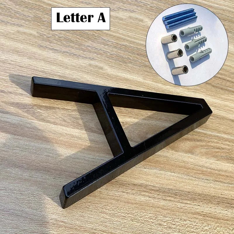 "Modern 125mm Black Metal Floating Address Numbers and Letters – Stylish Outdoor Sign for Home and Mailbox"