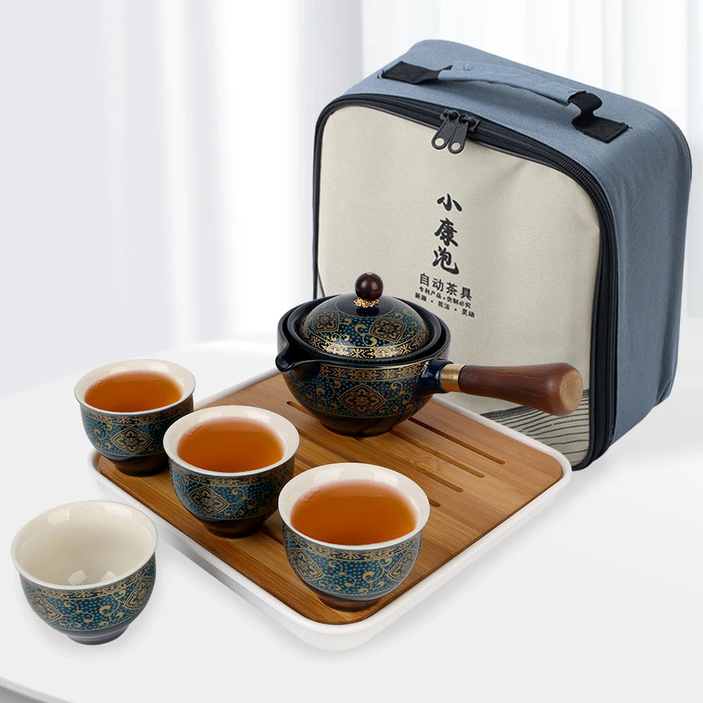 "Flowers Exquisite Shape Porcelain Tea Maker with 360° Rotation for Gongfu and Puer Tea"
