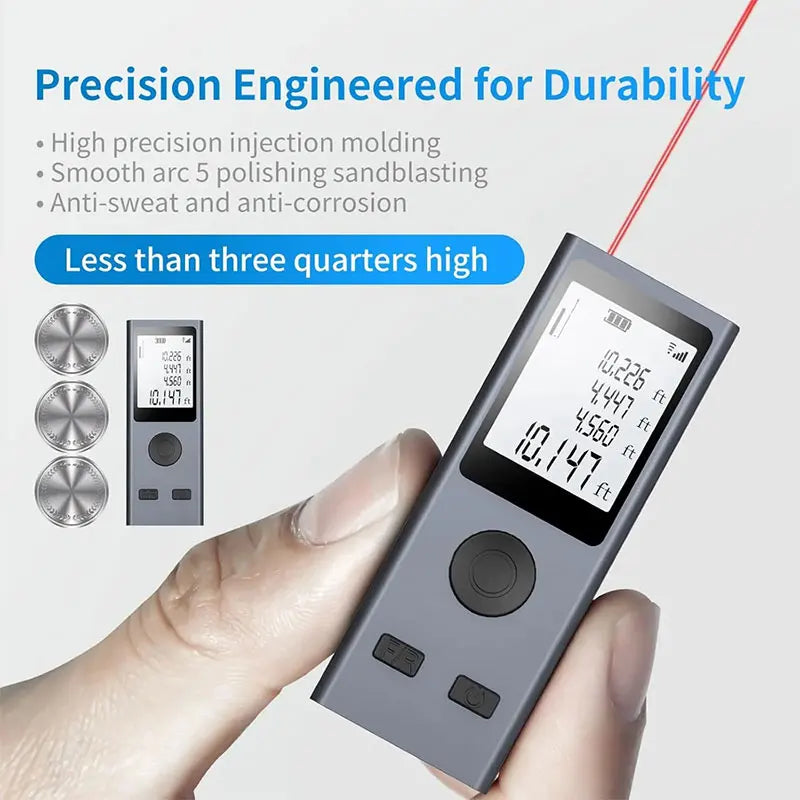 Mini Laser Rangefinder Digital Tape Measure – USB Rechargeable Aluminum Alloy Ruler, 30m/50m Distance