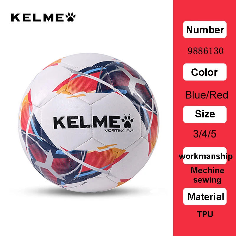 "KELME Professional TPU Football – Training & Match Soccer Ball | Size 3/4/5 | Red & Green"