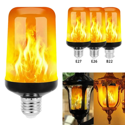 B22 E27 LED Flame Effect Light Bulbs with 4 Modes for Party, Festival, and Garden Decor