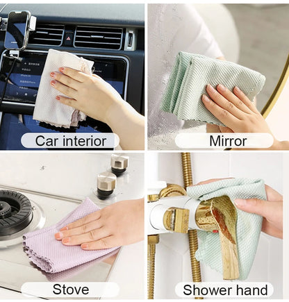 Lint-Free Microfiber Cloths – Reusable Fish-Scale Rags for Streak-Free Glass and Surface Cleaning