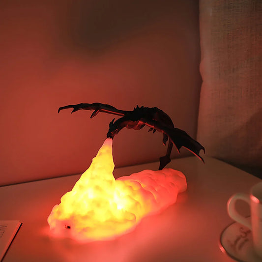 Fire Dragon Lamps, 3D Printed Light, Home USB Rechargeable Desktop Lamp for Bedroom E-sport child Gifts Halloween Christmas Deco