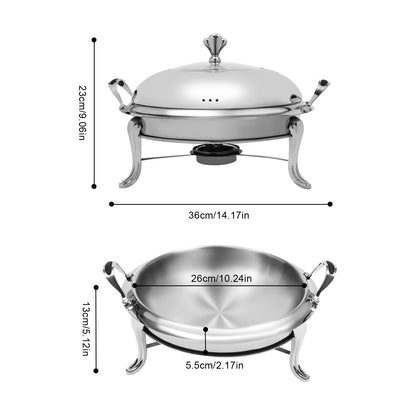 Elegant 26cm Stainless Steel Chafing Dish – Perfect for Buffets & Catering (2.5L)