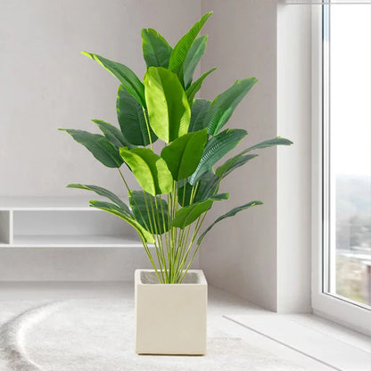 Artificial Tropical Palm Tree with Banana and Monstera Leaves – Realistic Fake Plant for Home, Garden, and Party Décor