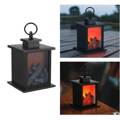 LED Charcoal Style Fireplace Table Lamp with Flame Effect – Winter & Christmas Decorative Lighting