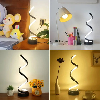 Modern Spiral Dimmable LED Table Lamp – Stylish Nightstand & Bedside Lighting