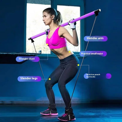 "Universal 3-in-1 Pilates Stick for Home and Travel Fitness"