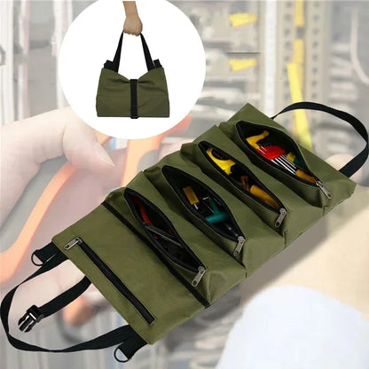 Professional Multi-Purpose Tool Bag with Roll-Up Design – Durable Multi-Pocket Organizer for Hardware and Small Tools