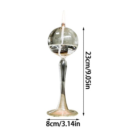 "Transparent Glass High Foot Candlestick for Oil Lamps and Candles – Rustic Wedding and Home Décor"