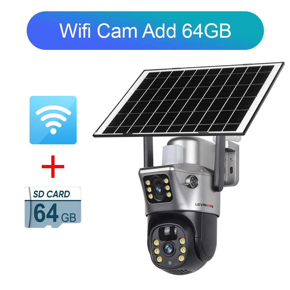 LS VISION 4K 8MP Dual-Lens Solar-Powered Security Camera with 4G/Wi-Fi and PTZ Auto-Tracking