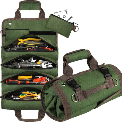 Professional Multi-Purpose Tool Bag with Roll-Up Design – Durable Multi-Pocket Organizer for Hardware and Small Tools