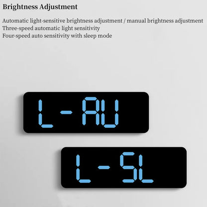 9-Inch Digital Wall Clock with USB Power, Temperature, Humidity, and LED Display