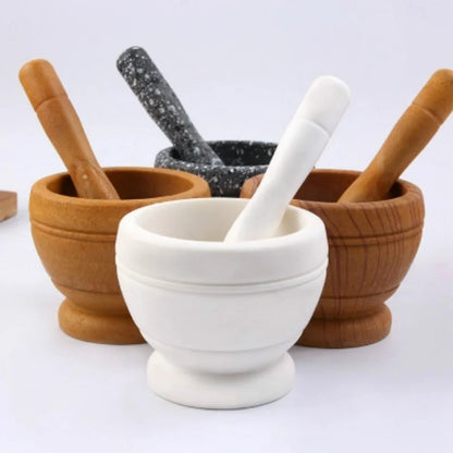 "Resin Mortar and Pestle Set for Garlic, Herbs, Spices - Grinding and Mixing Bowl"