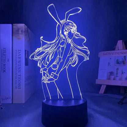 Illusion Anime LED Nightlight - Bunny Girl Senpai Mai Sakurajima Multi-Color Lamp