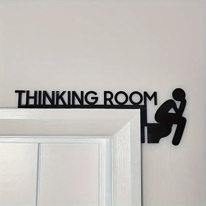 "Modern Metal Toilet Door Sign – 'Thinking Room' Decorative Wall Sculpture"