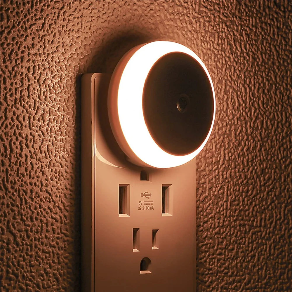 Smart LED Night Light with Sensor - Plug-in Wall Lamp for Bathroom, Kitchen, Hallway, and Bedroom