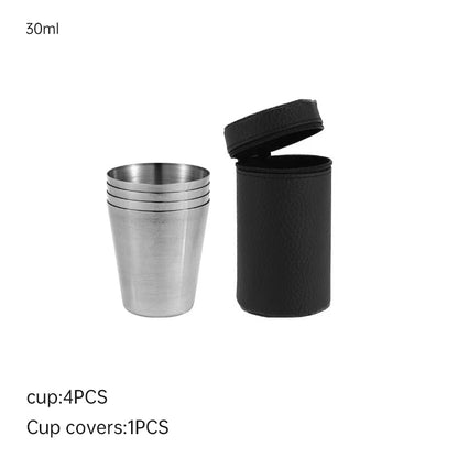 Outdoor Stainless Steel Mini Cups Set with Case – Portable Drinkware for Whisky, Wine, and Travel"