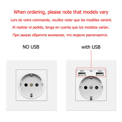 Universal EU Wall Socket with Dual USB Ports 5V 2.1A for Fast Charging