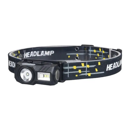 Mini Dual COB Headlamp with Sensor - 5 Lighting Modes, Hat Clip, Rechargeable Outdoor Flashlight