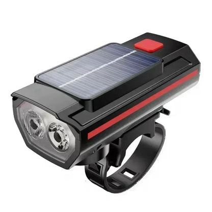 BUCKLOS Solar Bike Headlamp 250LM with Horn & USB Charging
