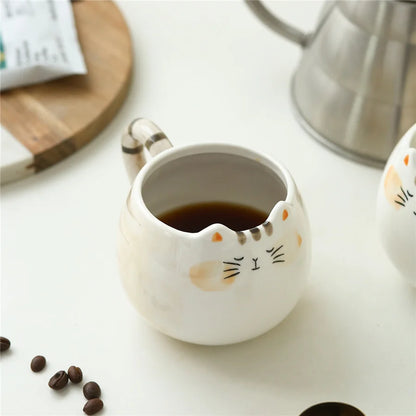"Cute Ceramic Cat-Shaped Mug – 380ml/13oz for Milk, Coffee, and Water"